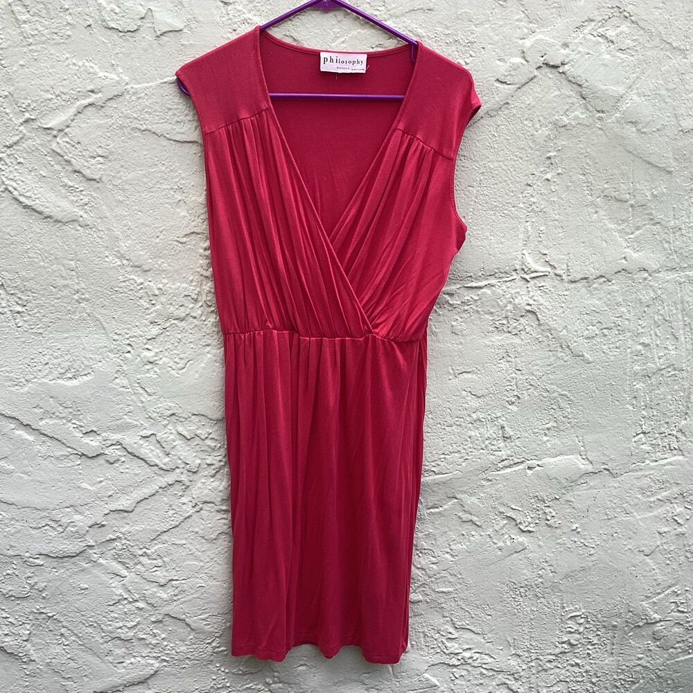 Red dress faux wrap Philosophy midi
